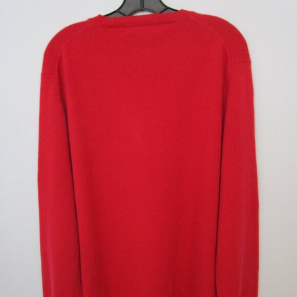 Mens Red CASHMERE Classic V Neck Pullover Sweater - Picture 4 of 10